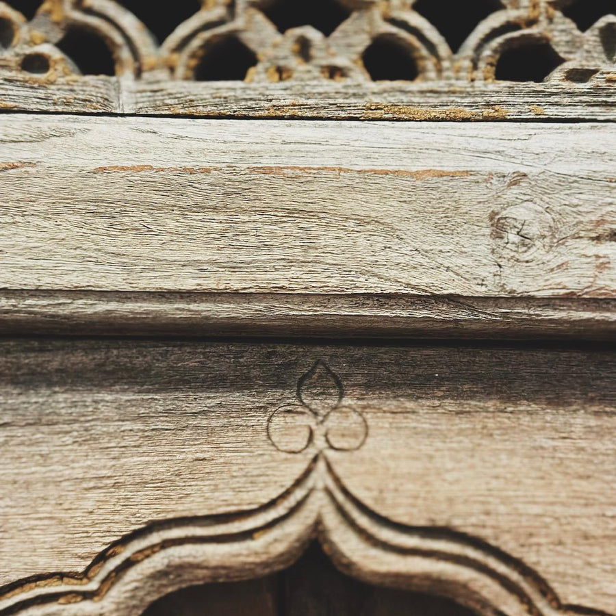 Hand-Carved Teak Vintage Armoire