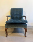 Vintage Tufted Blue Velvet Chair