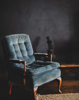 Vintage Tufted Blue Velvet Chair