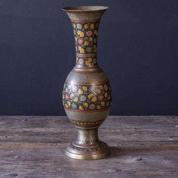 Vintage Brass Cloisonné Vase