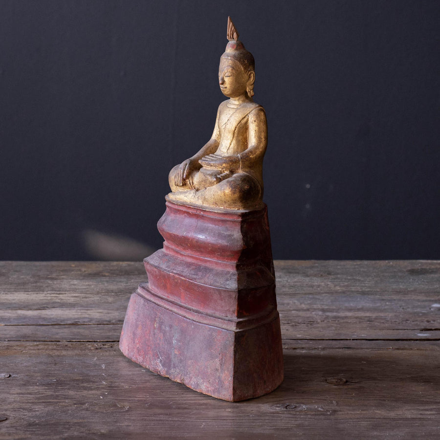 Vintage Wooden Buddha Thai Sculpture