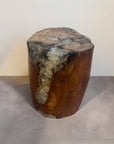 Teak and Cracked Resin Stool