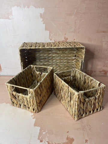 Handwoven Water Hyacinth Bins