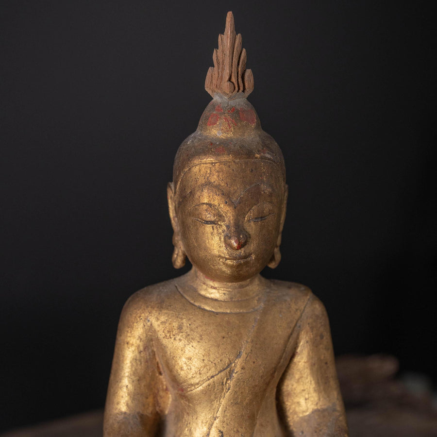 Vintage Wooden Buddha Thai Sculpture