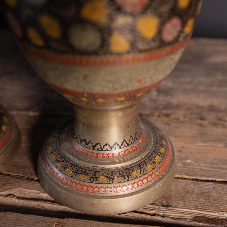 Vintage Brass Cloisonné Vase