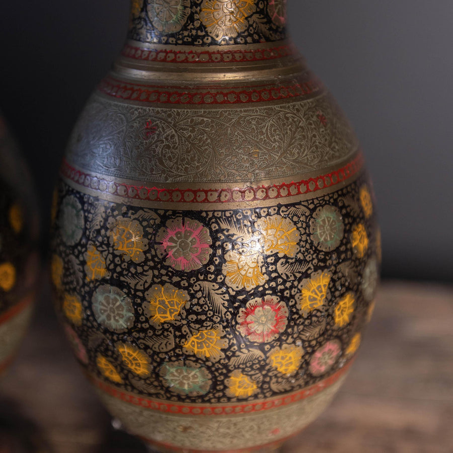 Vintage Brass Cloisonné Vase