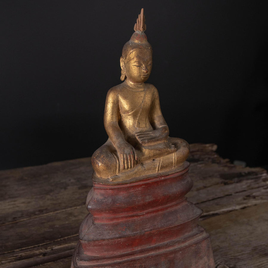 Vintage Wooden Buddha Thai Sculpture