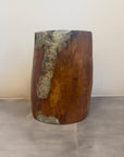 Teak and Cracked Resin Stool