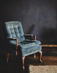 Vintage Tufted Blue Velvet Chair